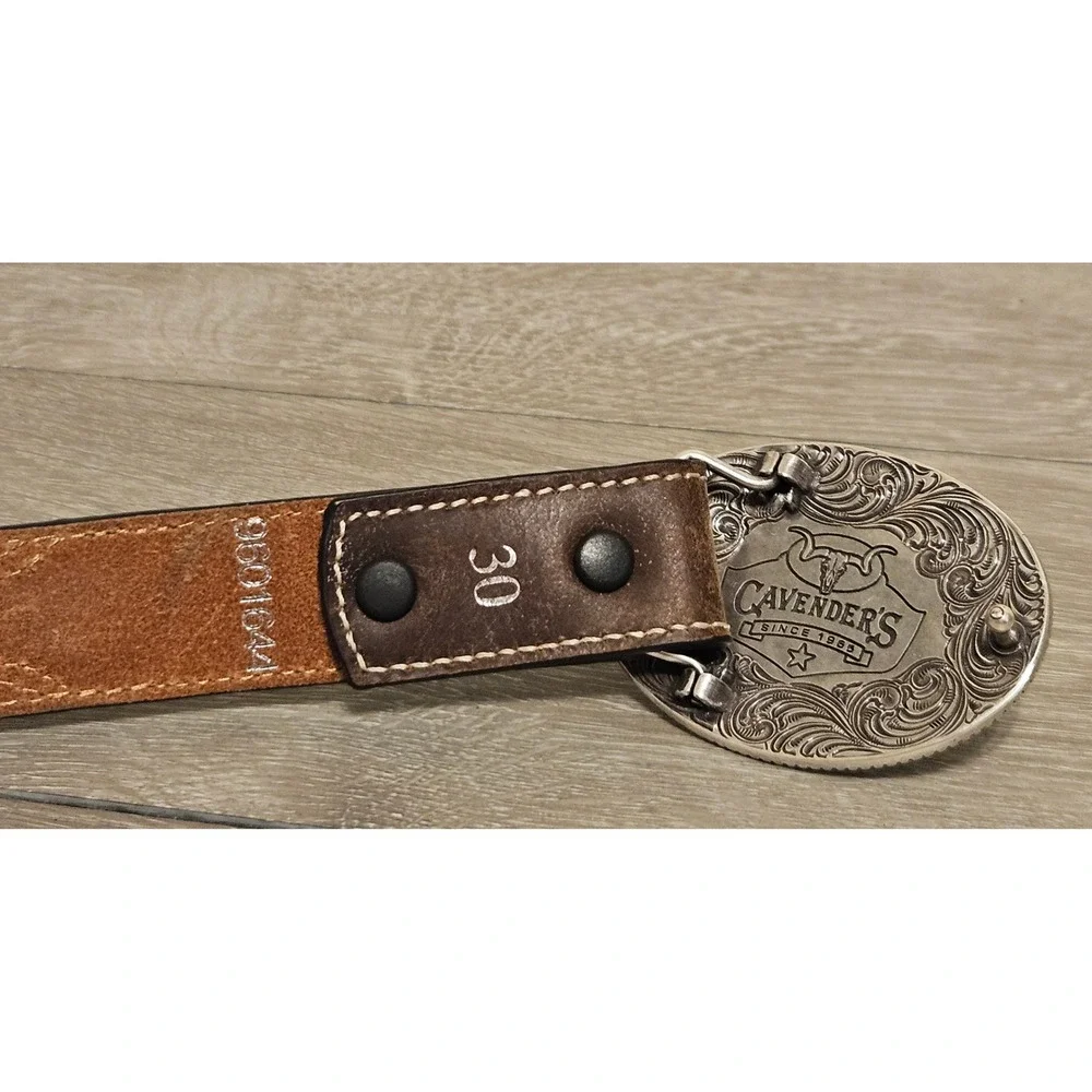 Cavender's‎ Since Since 1965 Rodeo Bull Rider Vintage Belt Buckle & Belt Size 30